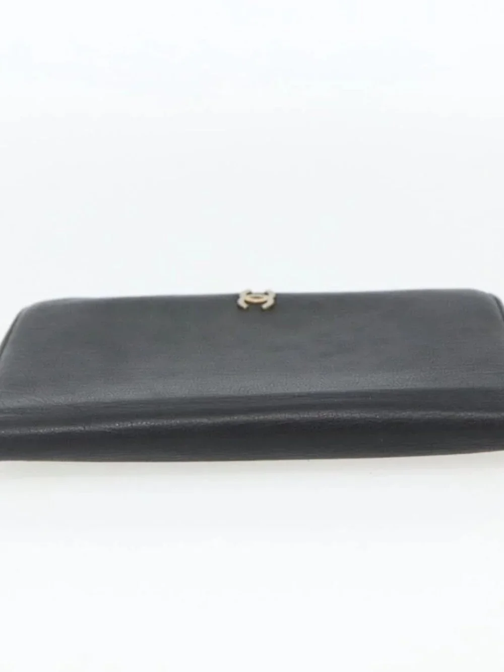 CHANEL Day Planner Cover Leather Black Gold CC Auth 157492